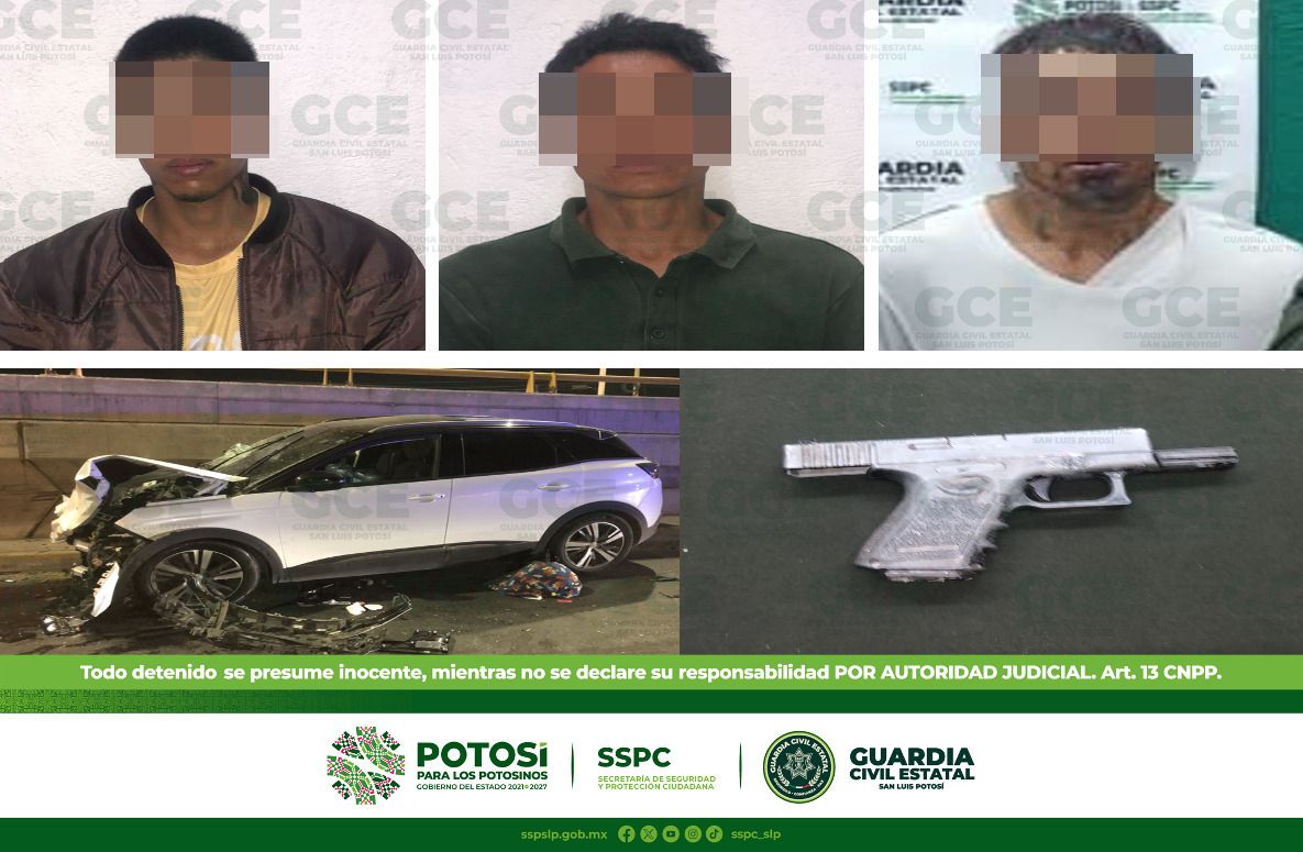 Detienen a tres por robo de vehículo en Lomas