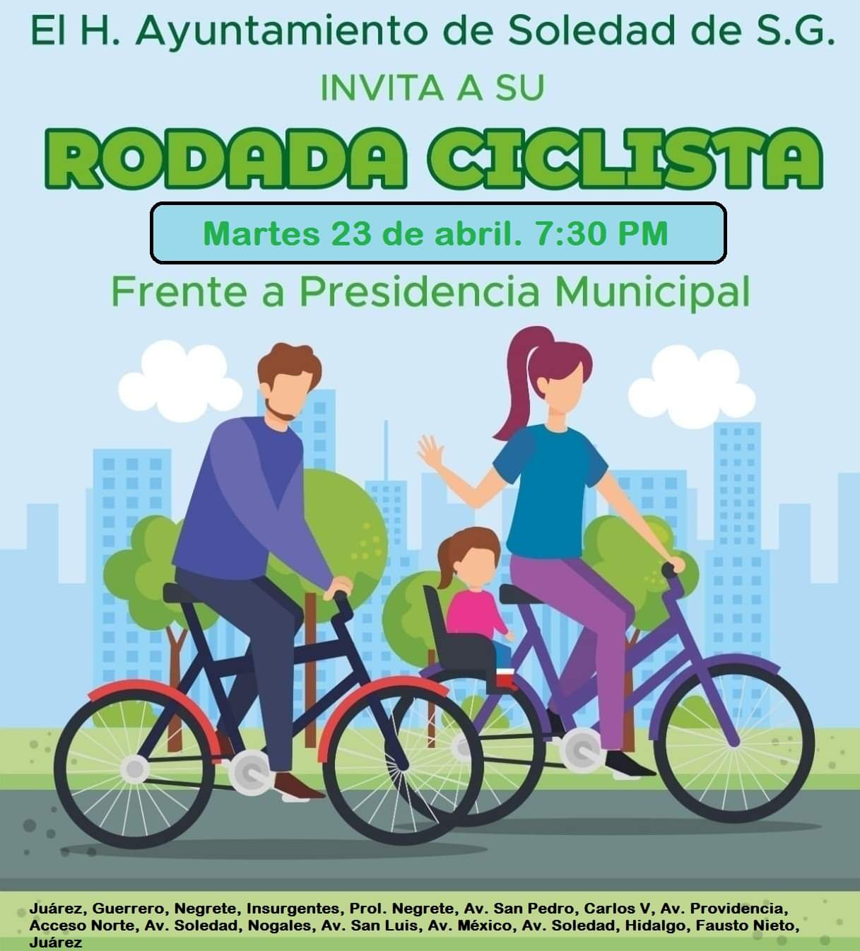 Invita Soledad a rodada nocturna este martes