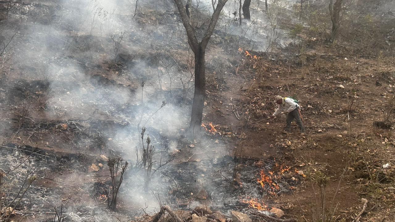 Se suma más personal y equipo en el combate al incendio forestal en Sta. María del Río