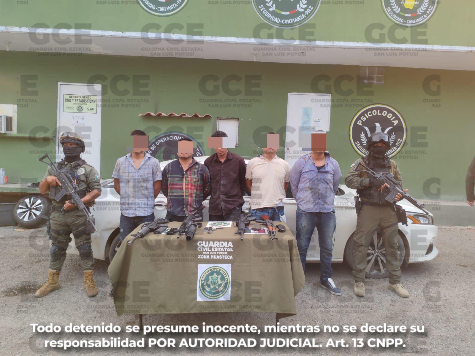 Detienen a siete con armamento y cartuchos útiles en la Huasteca