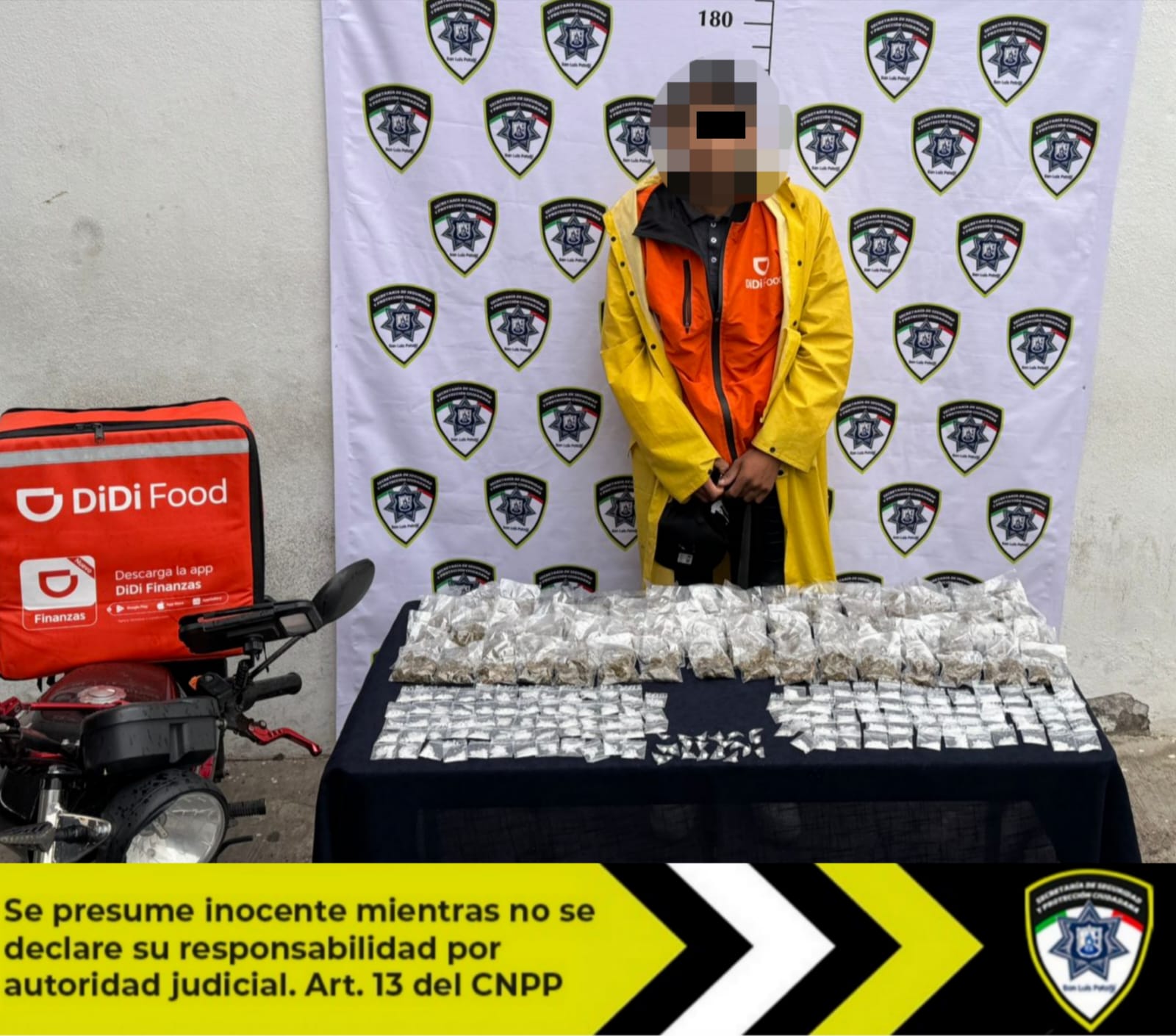 Detienen a sujeto que se hacía pasar por repartidor de comida con más de 200 dosis de droga