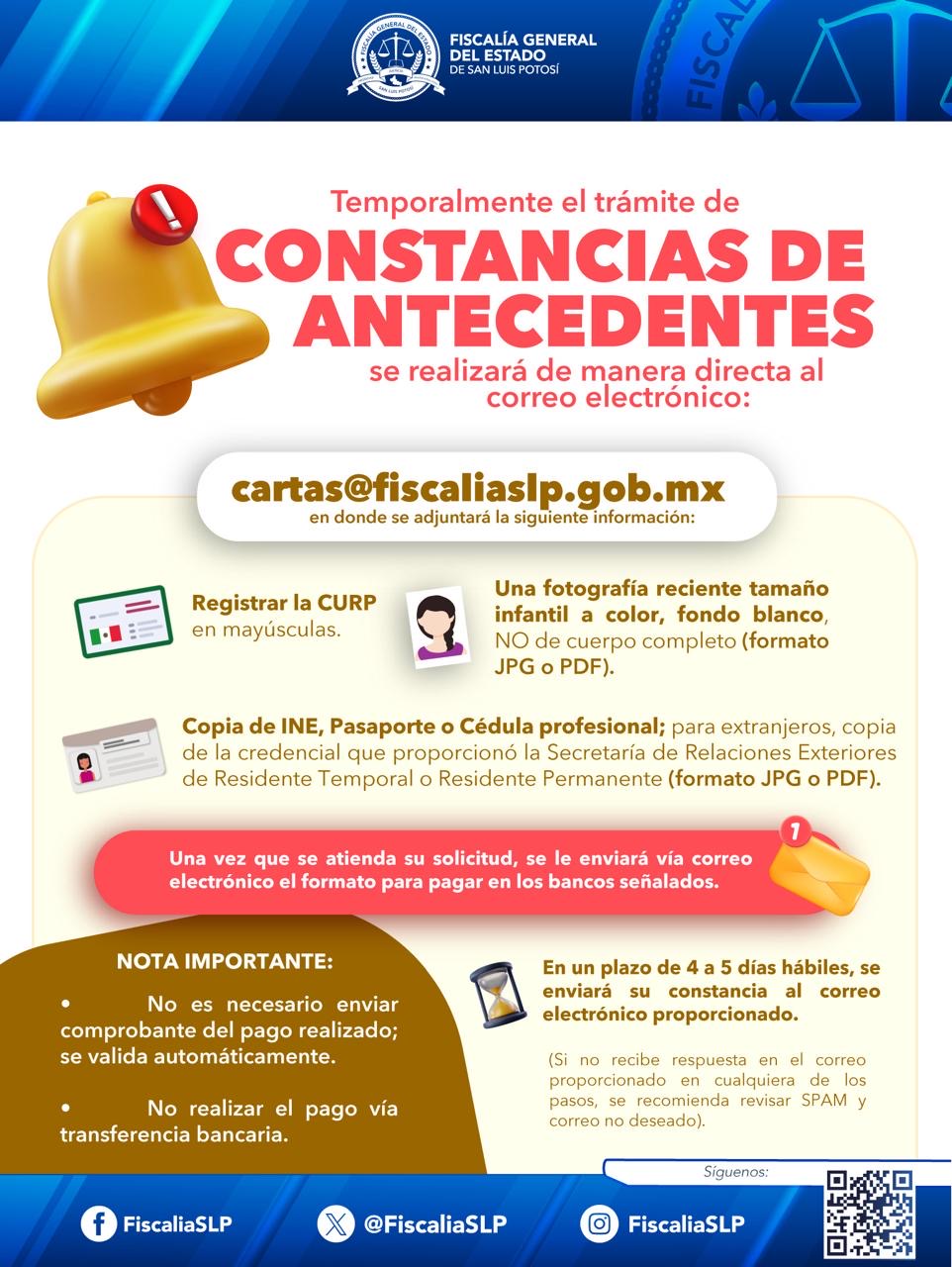 Ofrece Fiscalía del Estado alternativa para trámite de carta de antecedentes no penales