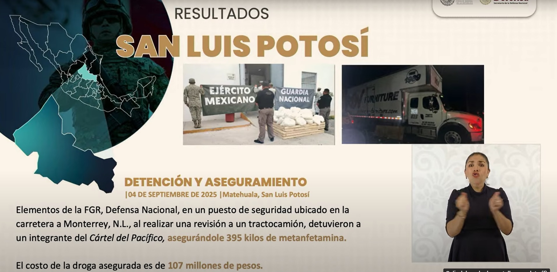 Golpe de más de 100 mdp al narco en SLP reveló García Harfuch