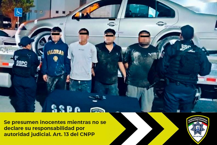 Tras persecución, Policía Municipal detienen a cuatro sujetos armados en la capital