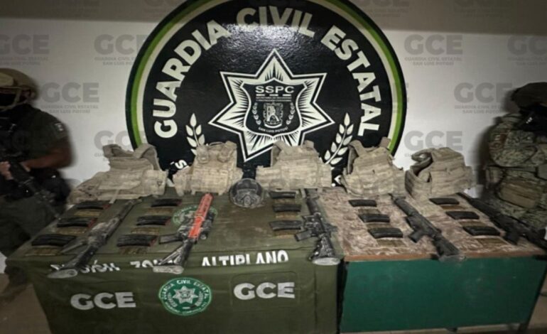 GCE localiza campo de adiestramiento en Cedral y aseguran armamento