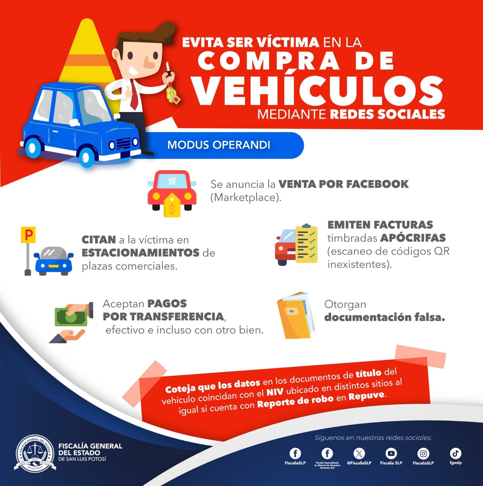 FGE advierte sobre compra y venta de autos a través de redes sociales