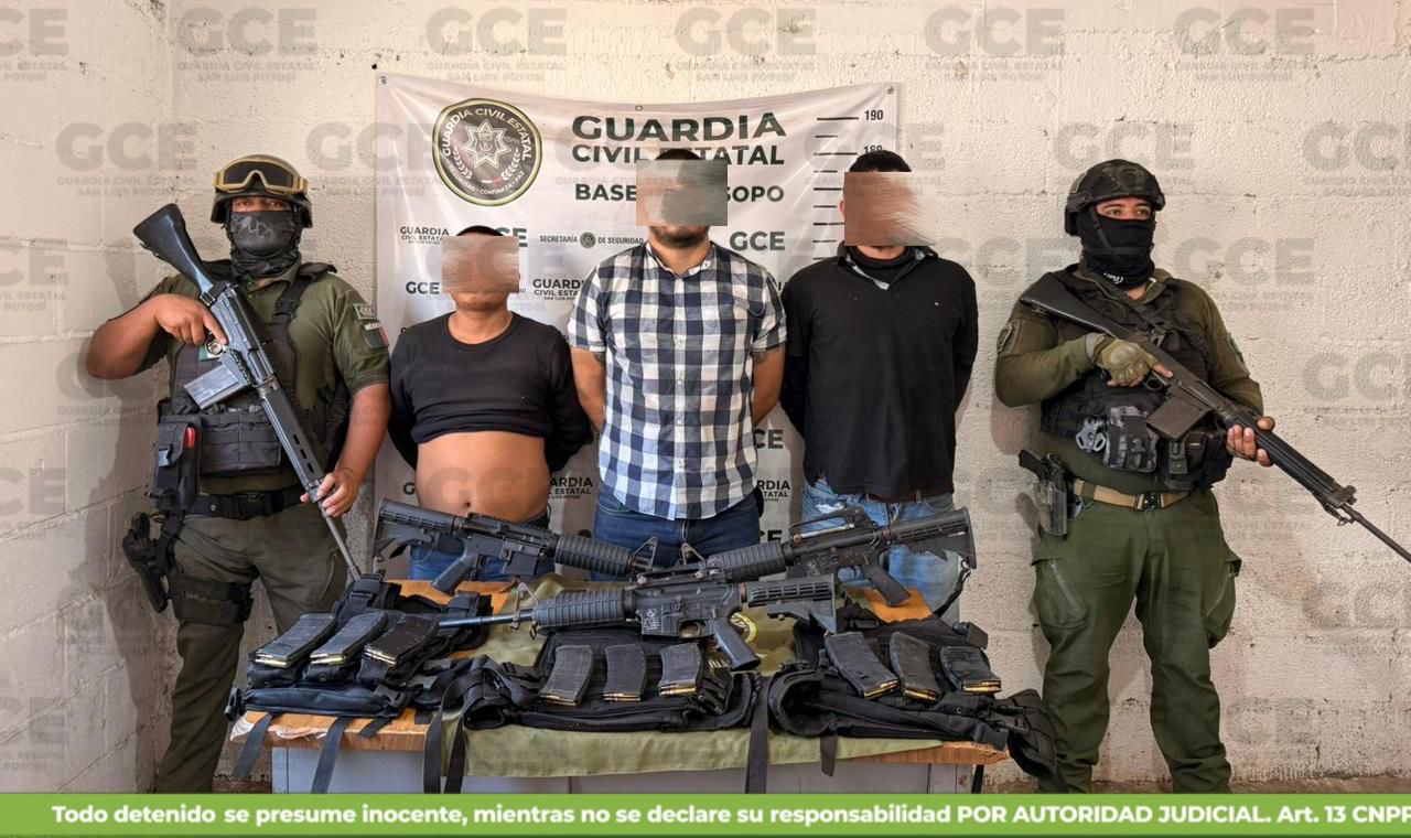 Detienen a tres con armamento en Tamasopo