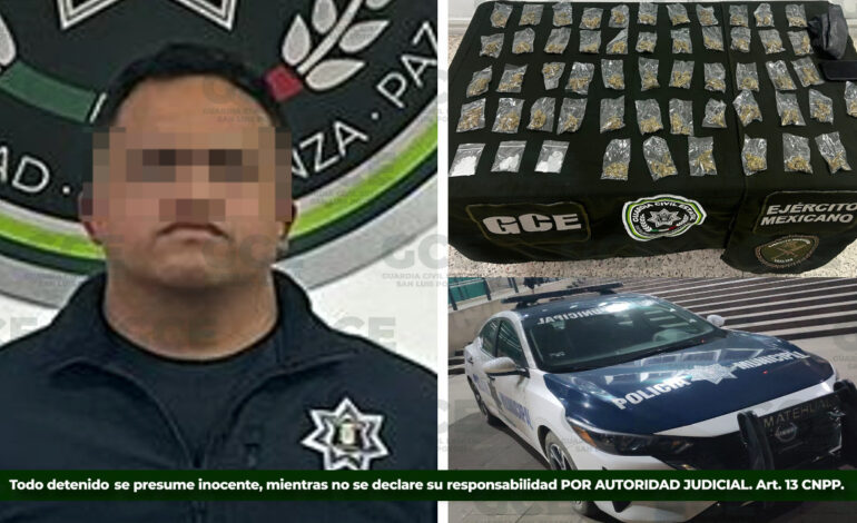 Detienen a director de la Policía Municipal de Matehuala por posesión de droga