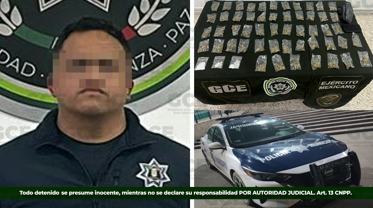 Detienen a director de la Policía Municipal de Matehuala por posesión de droga