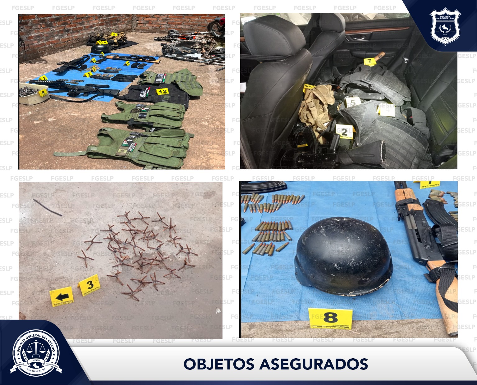 Aseguran armamento y equipo táctico en taller de Villa de Reyes