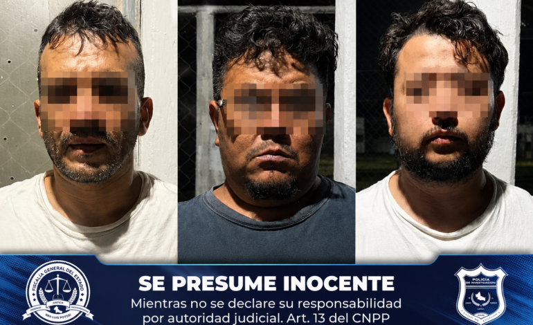 Detienen a tres por triple crimen en Santa María del Río